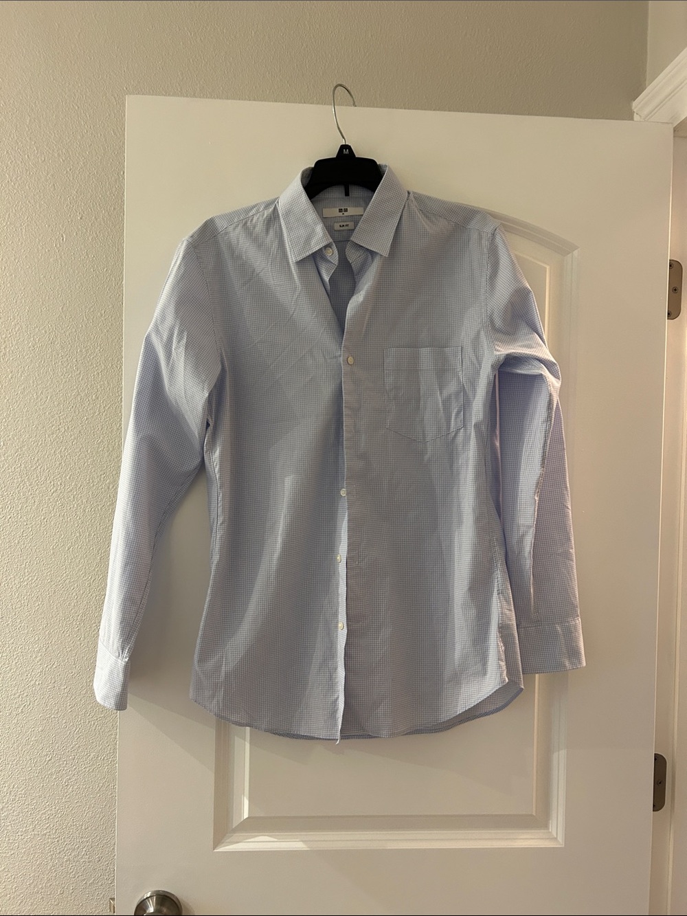 Uniqlo Light Blue Men's Dress Shirt with Chest Pocket
